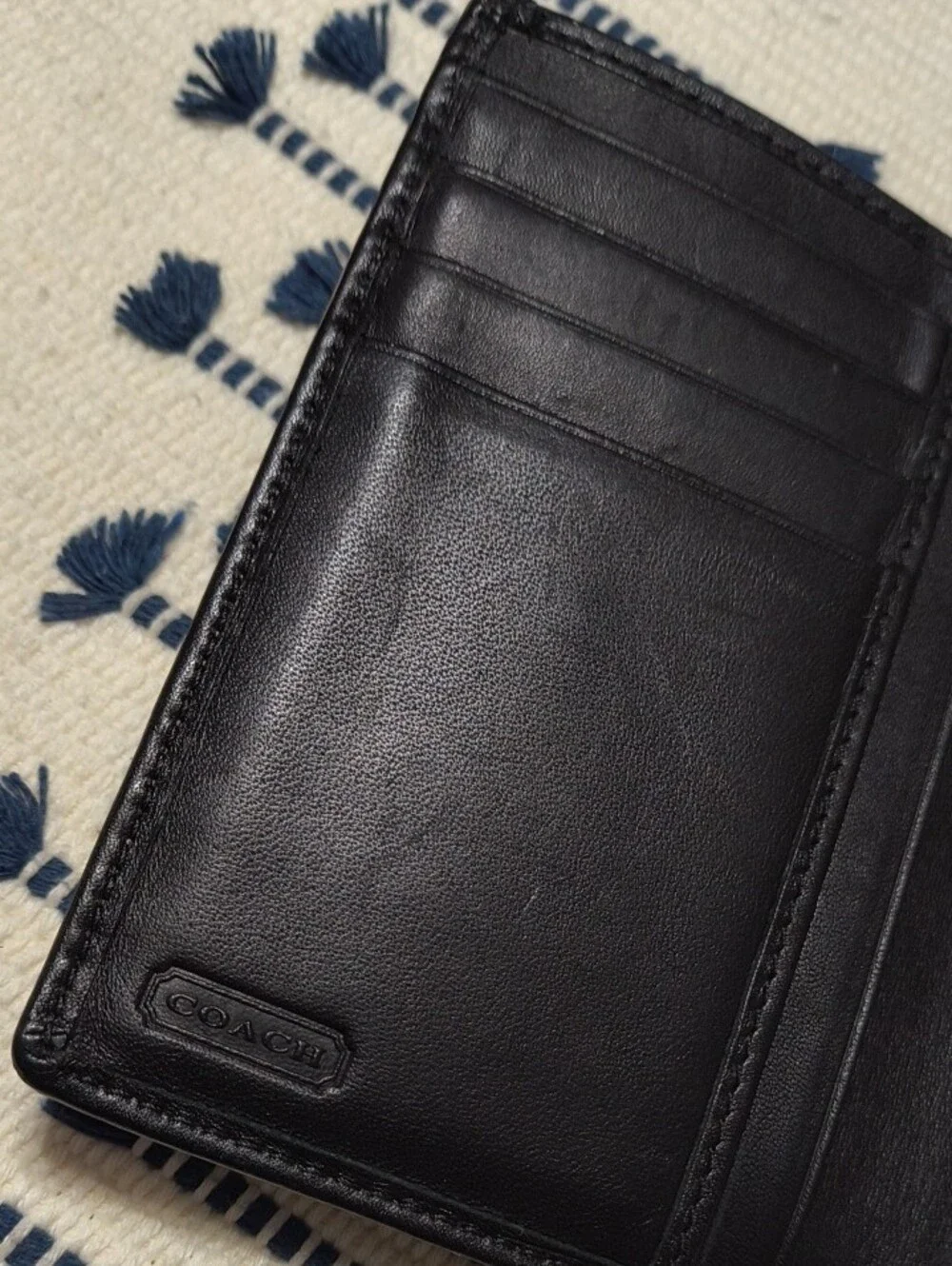 Vintage Coach Signature Jacquard Small Compact Trifold Wallet